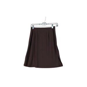 Express Tricot Skirt Womens Small Brown A-Line Side Slit Career Office Classic